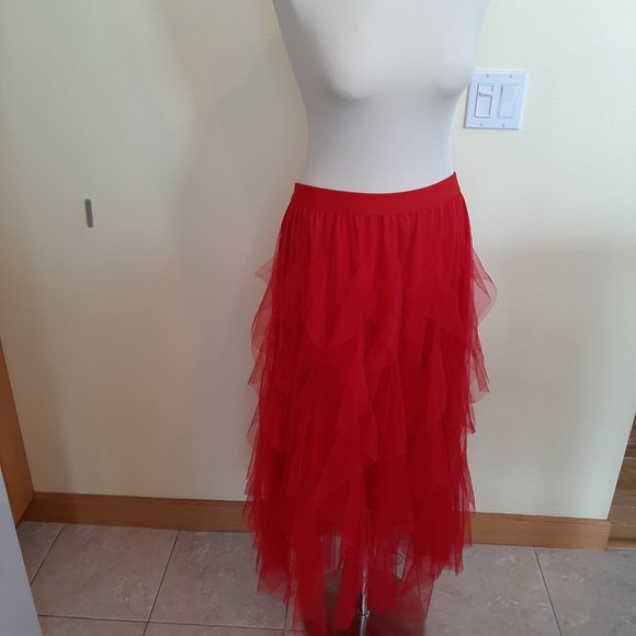 NWT!!! ODDY 2-way Styling RED Tulle Skirt/Strapless Dress - Picture 4 of 11